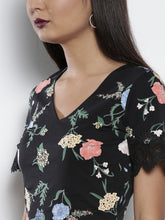 DOROTHY PERKINS Women Black Floral Print Fit and Flare Dress