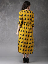 Anouk Women Mustard Yellow & Black Printed A-line Fusion Kurta