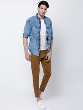 LOCOMOTIVE Men Blue Slim Fit Faded Denim Casual Shirt