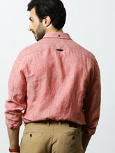 Mr Bowerbird Men Red Premium Linen Tailored Fit Shirt