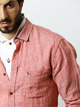 Mr Bowerbird Men Red Premium Linen Tailored Fit Shirt