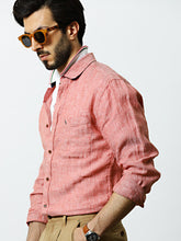 Mr Bowerbird Men Red Premium Linen Tailored Fit Shirt